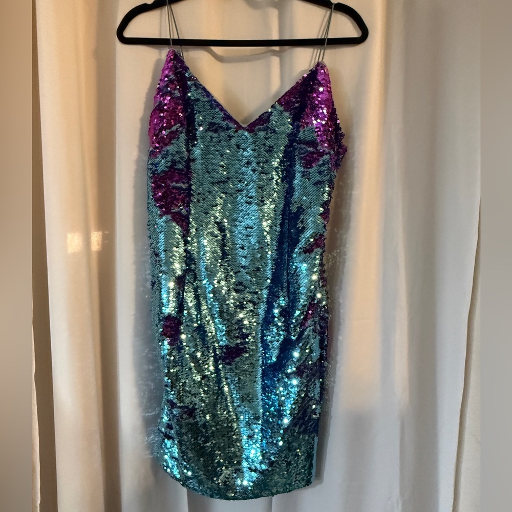 Aidan Mattox Reversible Sequin Mermaid Mini Dress Size 14